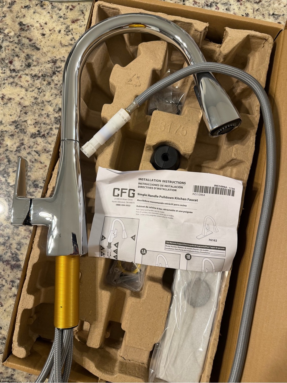 CFG Moen Single-Handle Pull-Down Kitchen Faucet in Chrome 76162